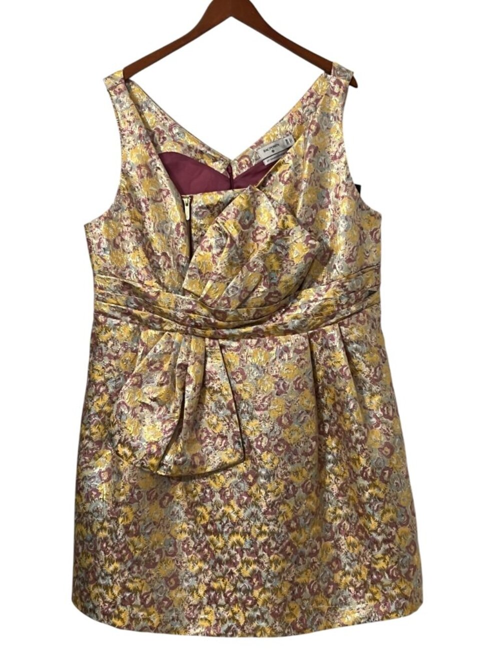 Zac Posen Target Metallic Brocade Cocktail Dress Size 20W Gold Pink Party Plus - Picture 2 of 11